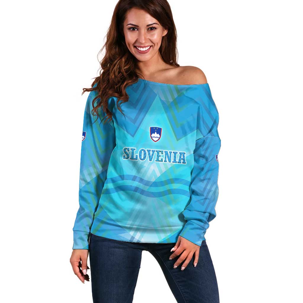 Slovenia Sport Off Shoulder Sweater Alpine-Inspired Design with National Crest
