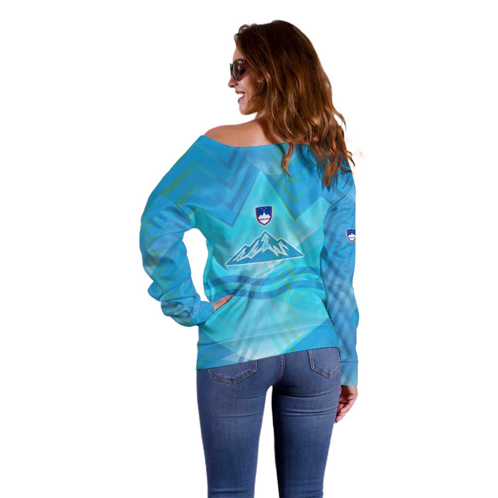 Slovenia Sport Off Shoulder Sweater Alpine-Inspired Design with National Crest