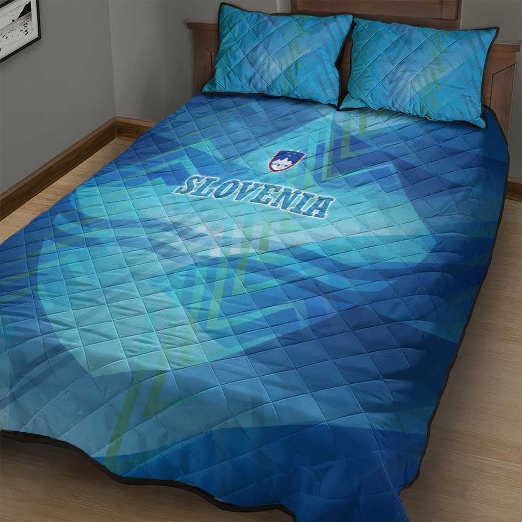 Slovenia Sport Quilt Bed Set Alpine-Inspired Design with National Crest