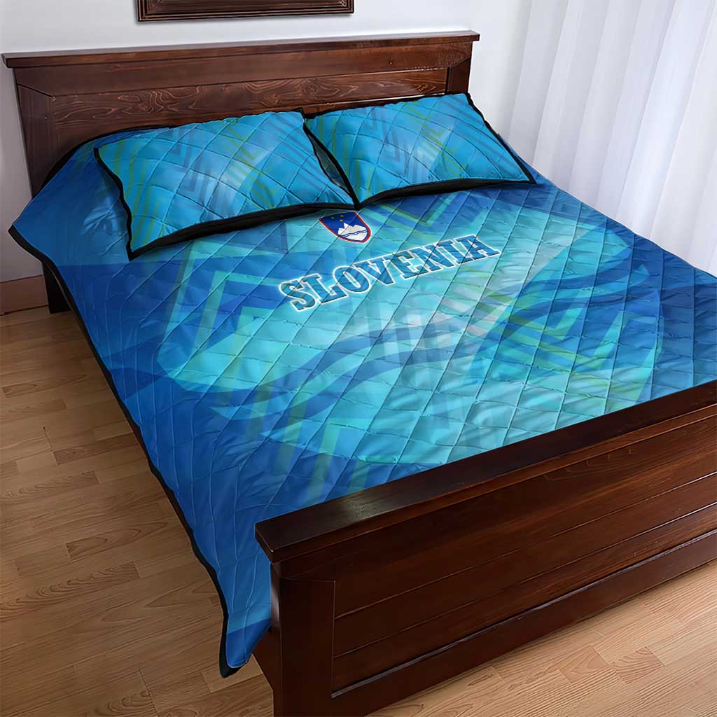 Slovenia Sport Quilt Bed Set Alpine-Inspired Design with National Crest