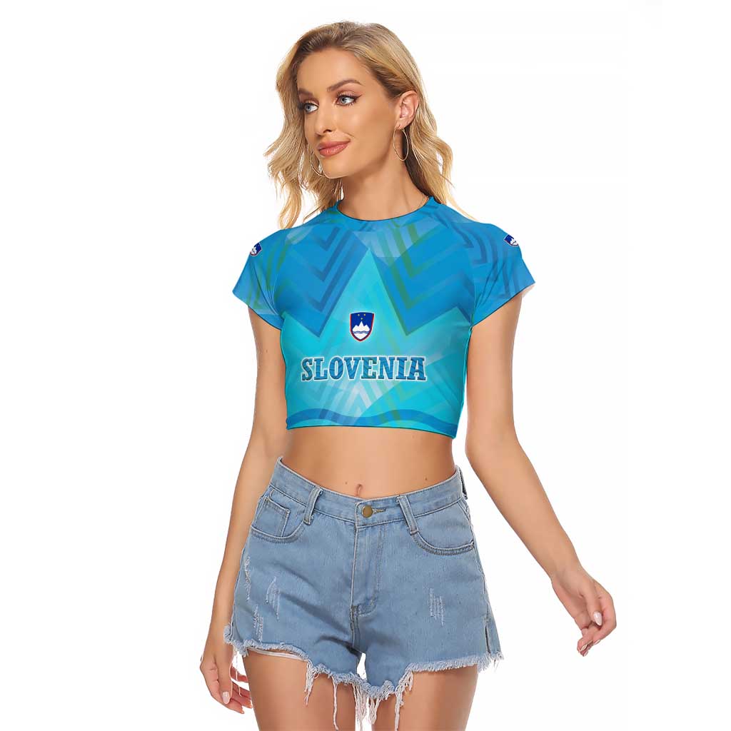 Slovenia Sport Raglan Cropped T Shirt Alpine-Inspired Design with National Crest