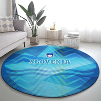 Slovenia Sport Round Carpet Alpine-Inspired Design with National Crest