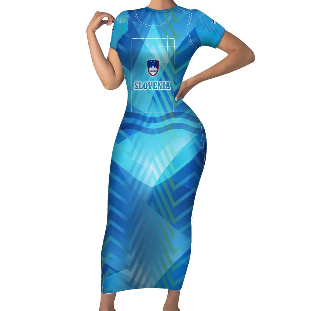 Slovenia Sport Short Sleeve Bodycon Dress Alpine-Inspired Design with National Crest