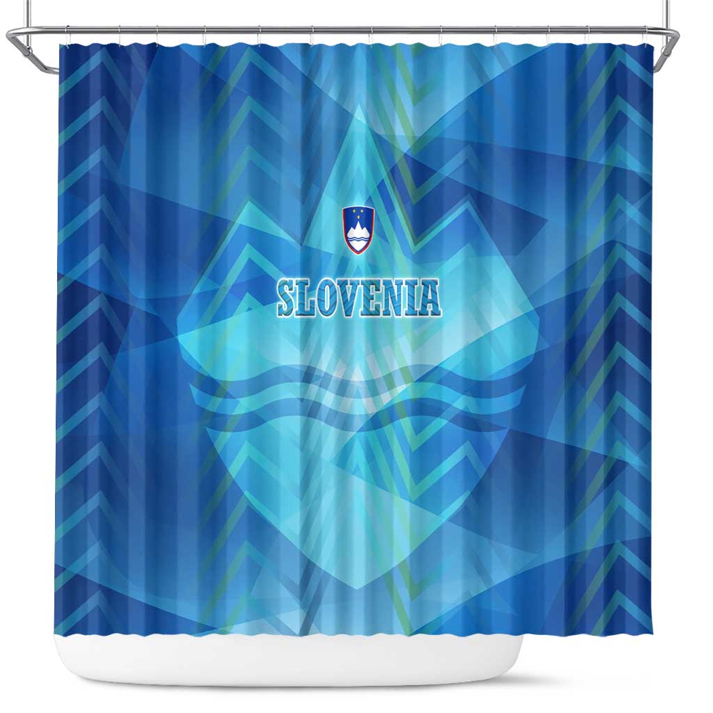 Slovenia Sport Shower Curtain Alpine-Inspired Design with National Crest