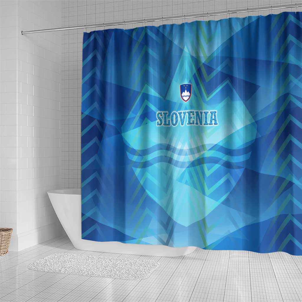 Slovenia Sport Shower Curtain Alpine-Inspired Design with National Crest