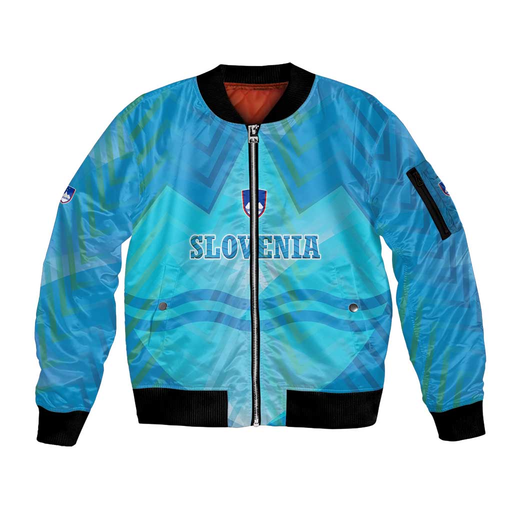 Slovenia Sport Sleeve Zip Bomber Jacket Alpine-Inspired Design with National Crest
