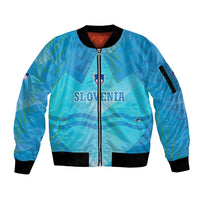 Slovenia Sport Sleeve Zip Bomber Jacket Alpine-Inspired Design with National Crest
