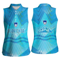 Slovenia Sport Women Sleeveless Polo Shirt Alpine-Inspired Design with National Crest