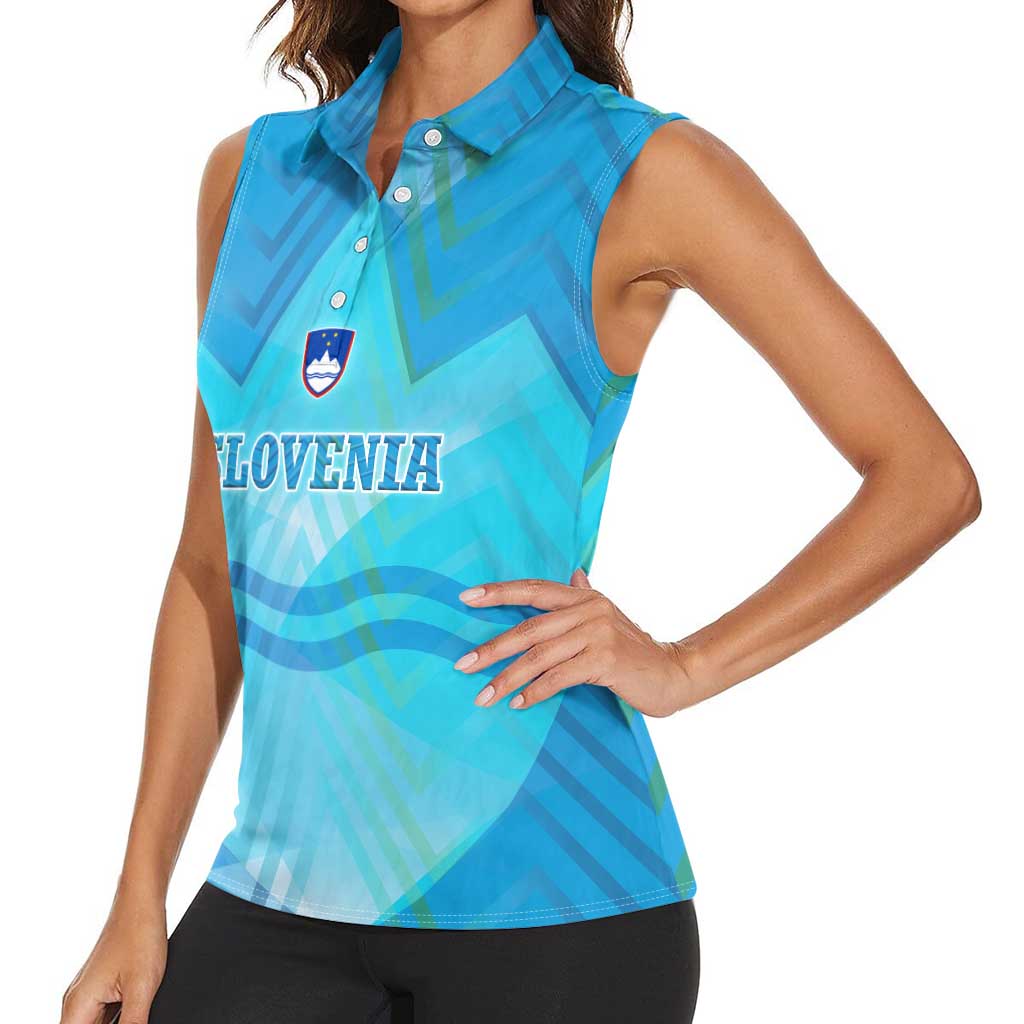 Slovenia Sport Women Sleeveless Polo Shirt Alpine-Inspired Design with National Crest