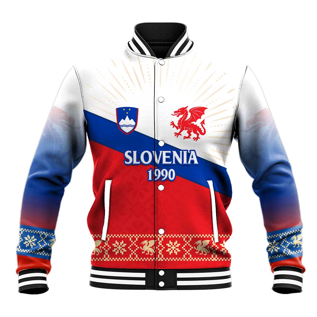 Slovenian Independence Baseball Jacket 1990 Tribute with Dragon Emblem and Alpine Legacy