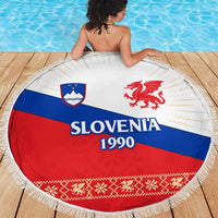 Slovenian Independence Beach Blanket 1990 Tribute with Dragon Emblem and Alpine Legacy