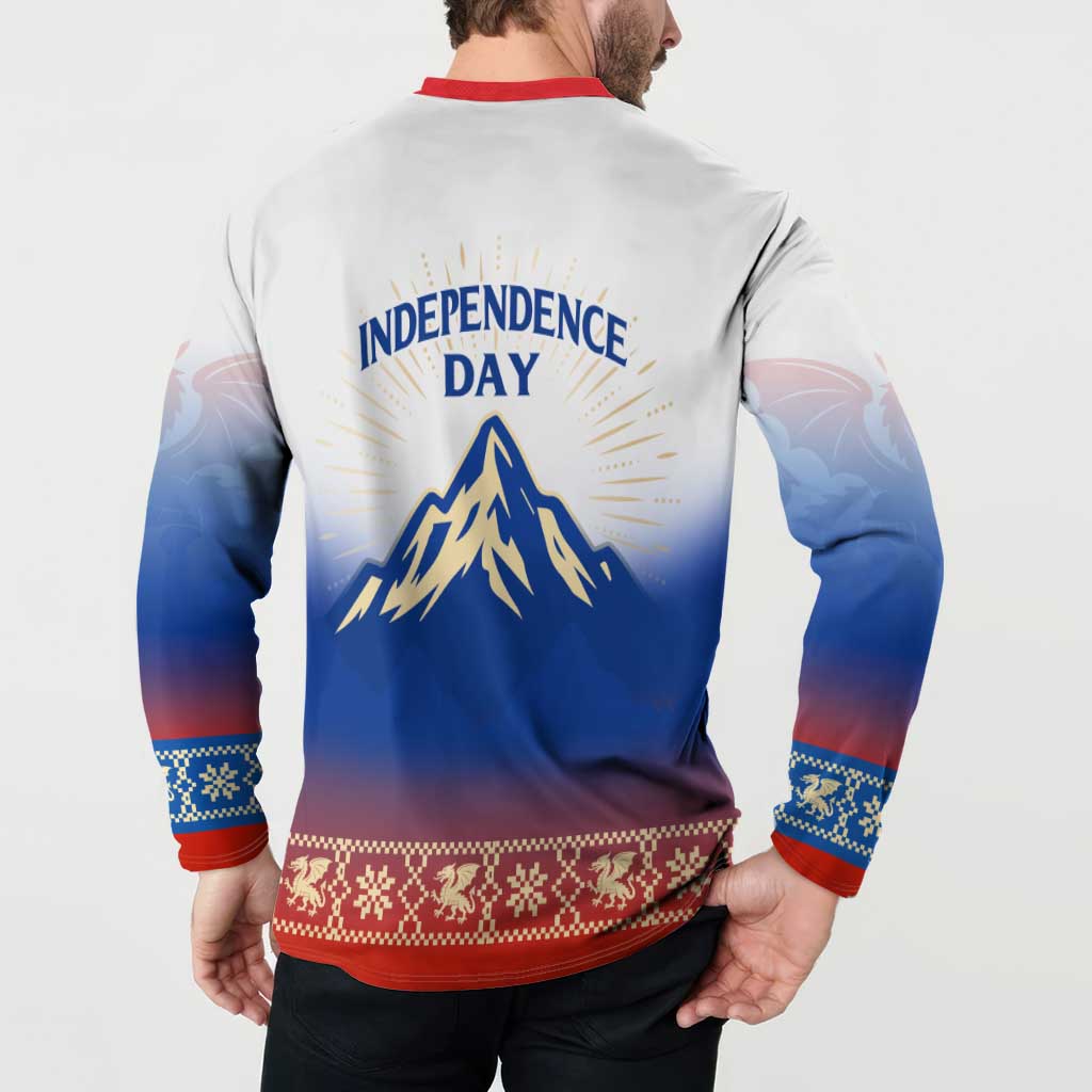 Slovenian Independence Button Sweatshirt 1990 Tribute with Dragon Emblem and Alpine Legacy