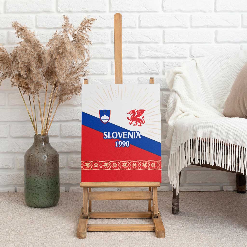 Slovenian Independence Canvas Wall Art 1990 Tribute with Dragon Emblem and Alpine Legacy