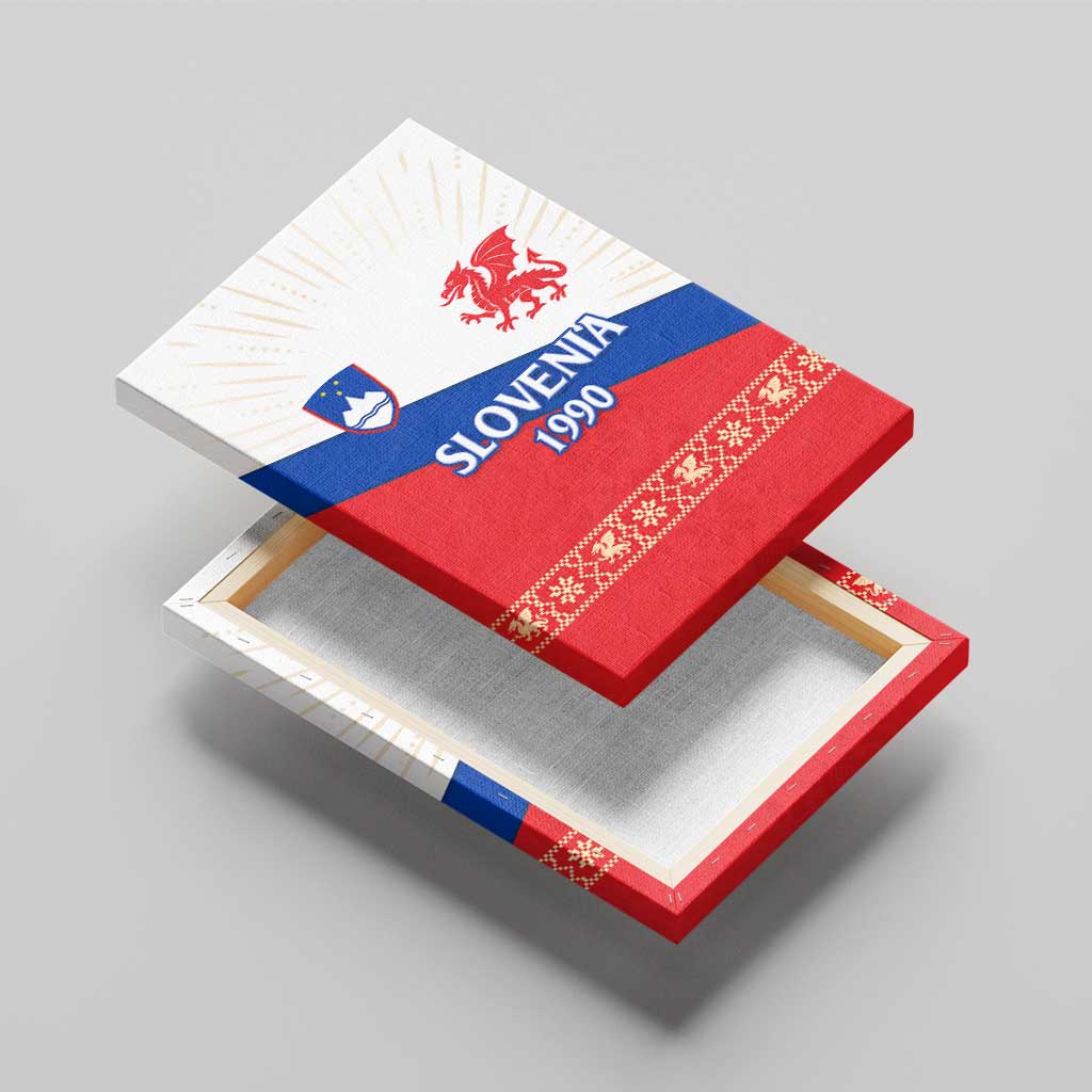 Slovenian Independence Canvas Wall Art 1990 Tribute with Dragon Emblem and Alpine Legacy