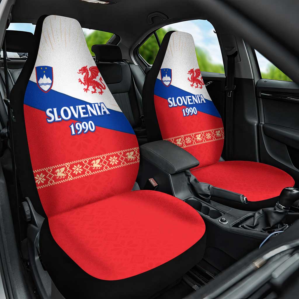 Slovenian Independence Car Seat Cover 1990 Tribute with Dragon Emblem and Alpine Legacy