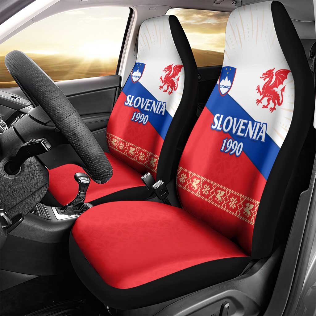 Slovenian Independence Car Seat Cover 1990 Tribute with Dragon Emblem and Alpine Legacy
