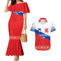 Slovenian Independence Couples Matching Mermaid Dress and Hawaiian Shirt 1990 Tribute with Dragon Emblem and Alpine Legacy