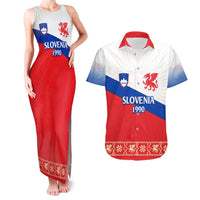 Slovenian Independence Couples Matching Tank Maxi Dress and Hawaiian Shirt 1990 Tribute with Dragon Emblem and Alpine Legacy