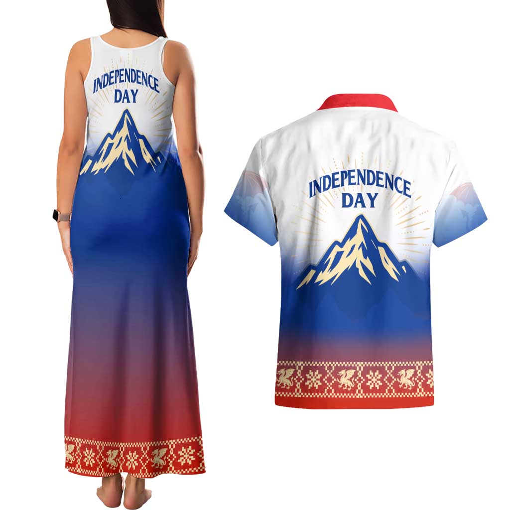 Slovenian Independence Couples Matching Tank Maxi Dress and Hawaiian Shirt 1990 Tribute with Dragon Emblem and Alpine Legacy