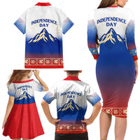 Slovenian Independence Family Matching Long Sleeve Bodycon Dress and Hawaiian Shirt 1990 Tribute with Dragon Emblem and Alpine Legacy