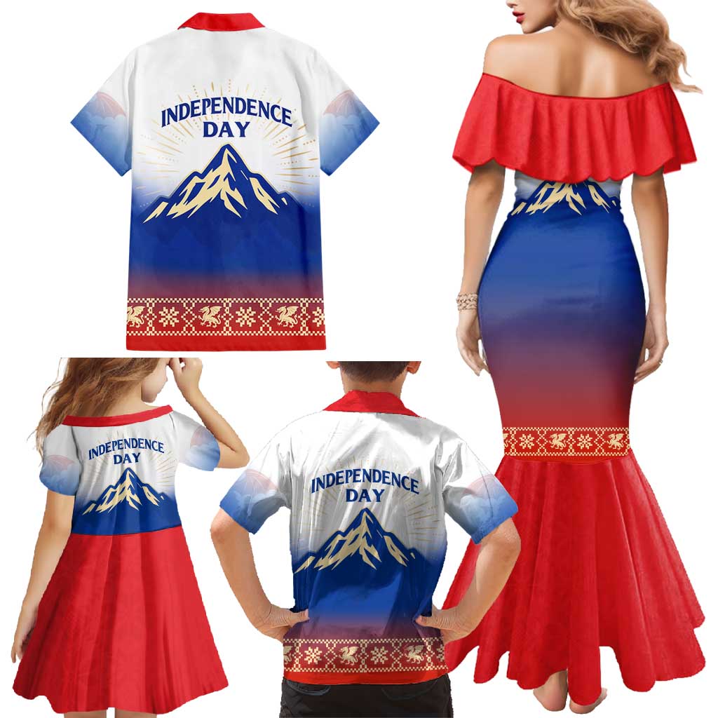 Slovenian Independence Family Matching Mermaid Dress and Hawaiian Shirt 1990 Tribute with Dragon Emblem and Alpine Legacy