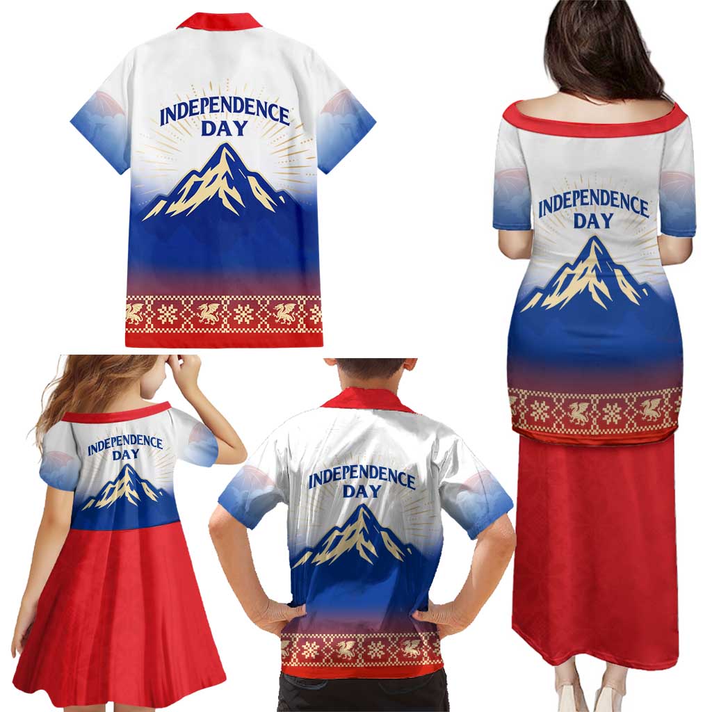 Slovenian Independence Family Matching Puletasi and Hawaiian Shirt 1990 Tribute with Dragon Emblem and Alpine Legacy