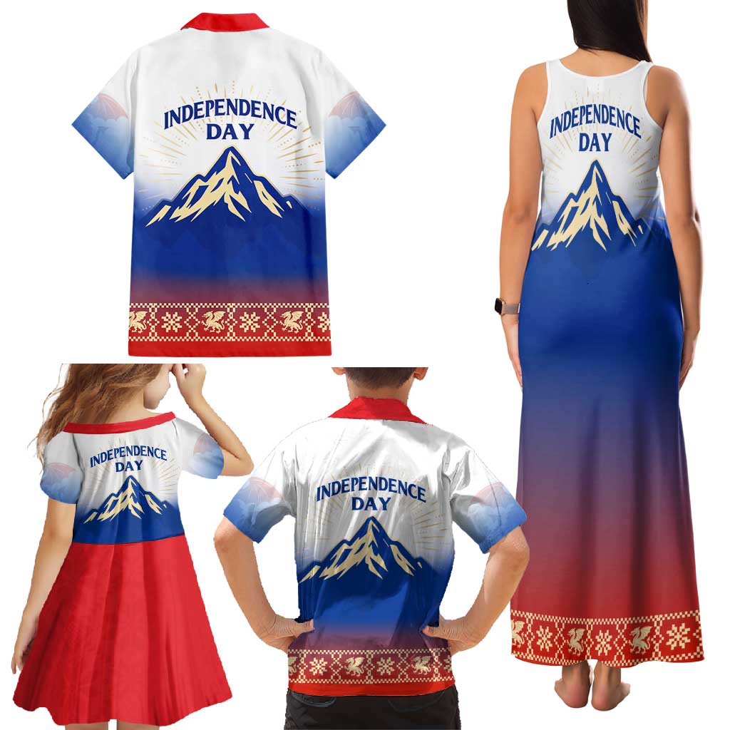 Slovenian Independence Family Matching Tank Maxi Dress and Hawaiian Shirt 1990 Tribute with Dragon Emblem and Alpine Legacy