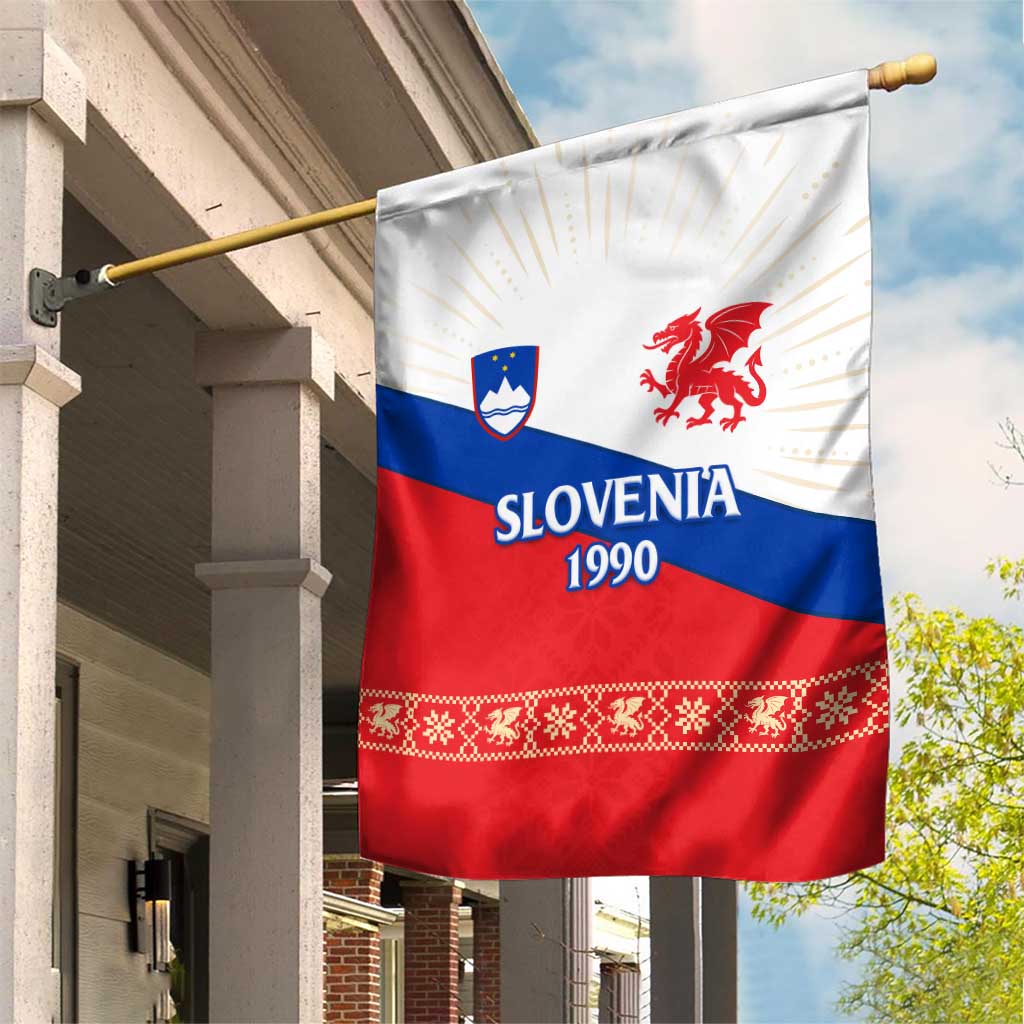 Slovenian Independence Garden Flag 1990 Tribute with Dragon Emblem and Alpine Legacy