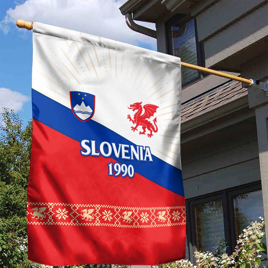Slovenian Independence Garden Flag 1990 Tribute with Dragon Emblem and Alpine Legacy