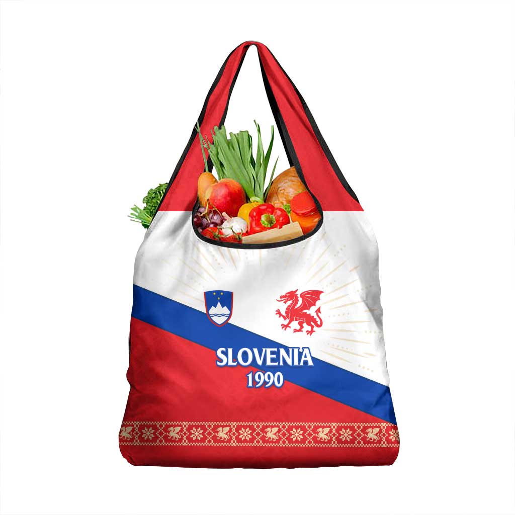 Slovenian Independence Grocery Bag 1990 Tribute with Dragon Emblem and Alpine Legacy