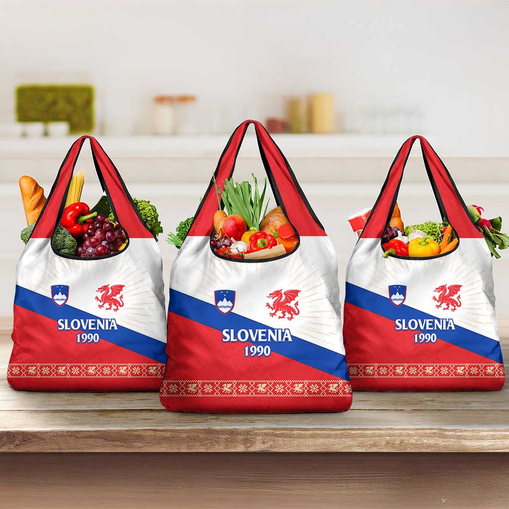 Slovenian Independence Grocery Bag 1990 Tribute with Dragon Emblem and Alpine Legacy