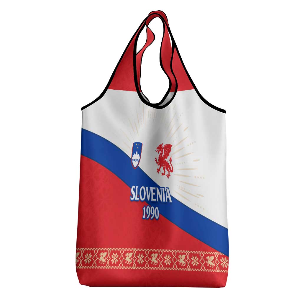 Slovenian Independence Grocery Bag 1990 Tribute with Dragon Emblem and Alpine Legacy