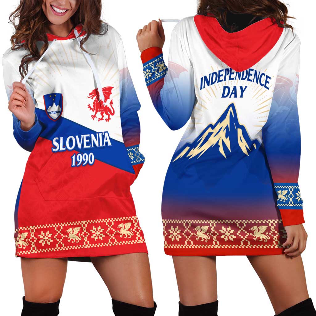 Slovenian Independence Hoodie Dress 1990 Tribute with Dragon Emblem and Alpine Legacy