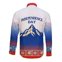 Slovenian Independence Long Sleeve Button Shirt 1990 Tribute with Dragon Emblem and Alpine Legacy