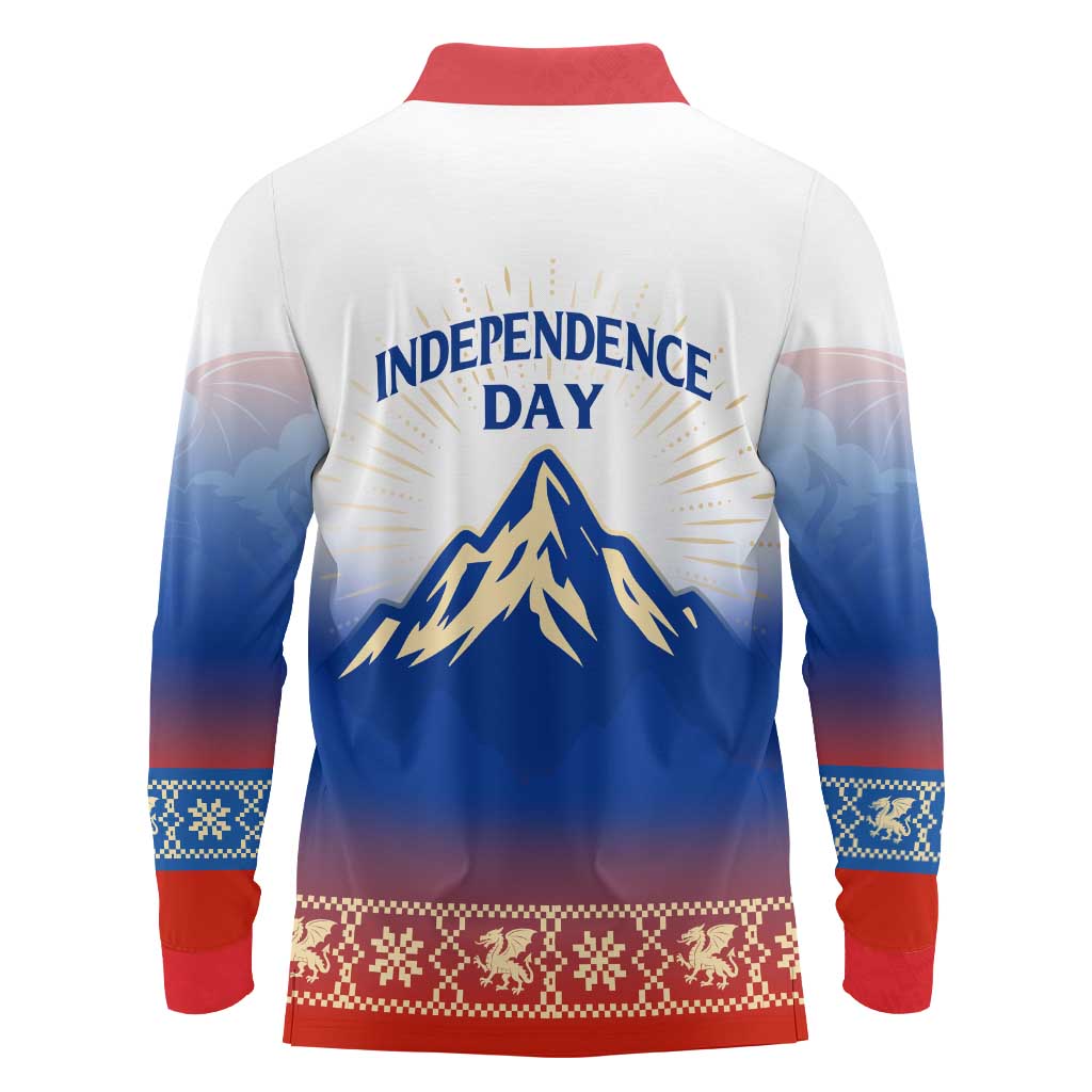 Slovenian Independence Long Sleeve Polo Shirt 1990 Tribute with Dragon Emblem and Alpine Legacy
