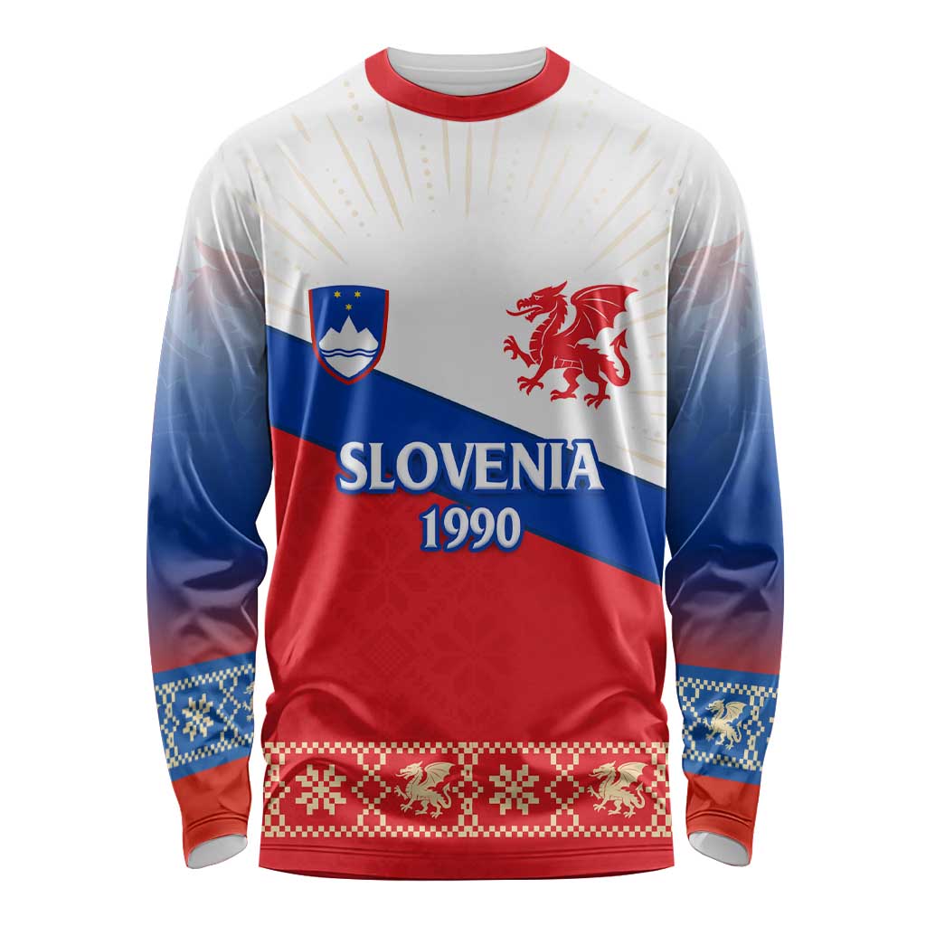 Slovenian Independence Long Sleeve Shirt 1990 Tribute with Dragon Emblem and Alpine Legacy