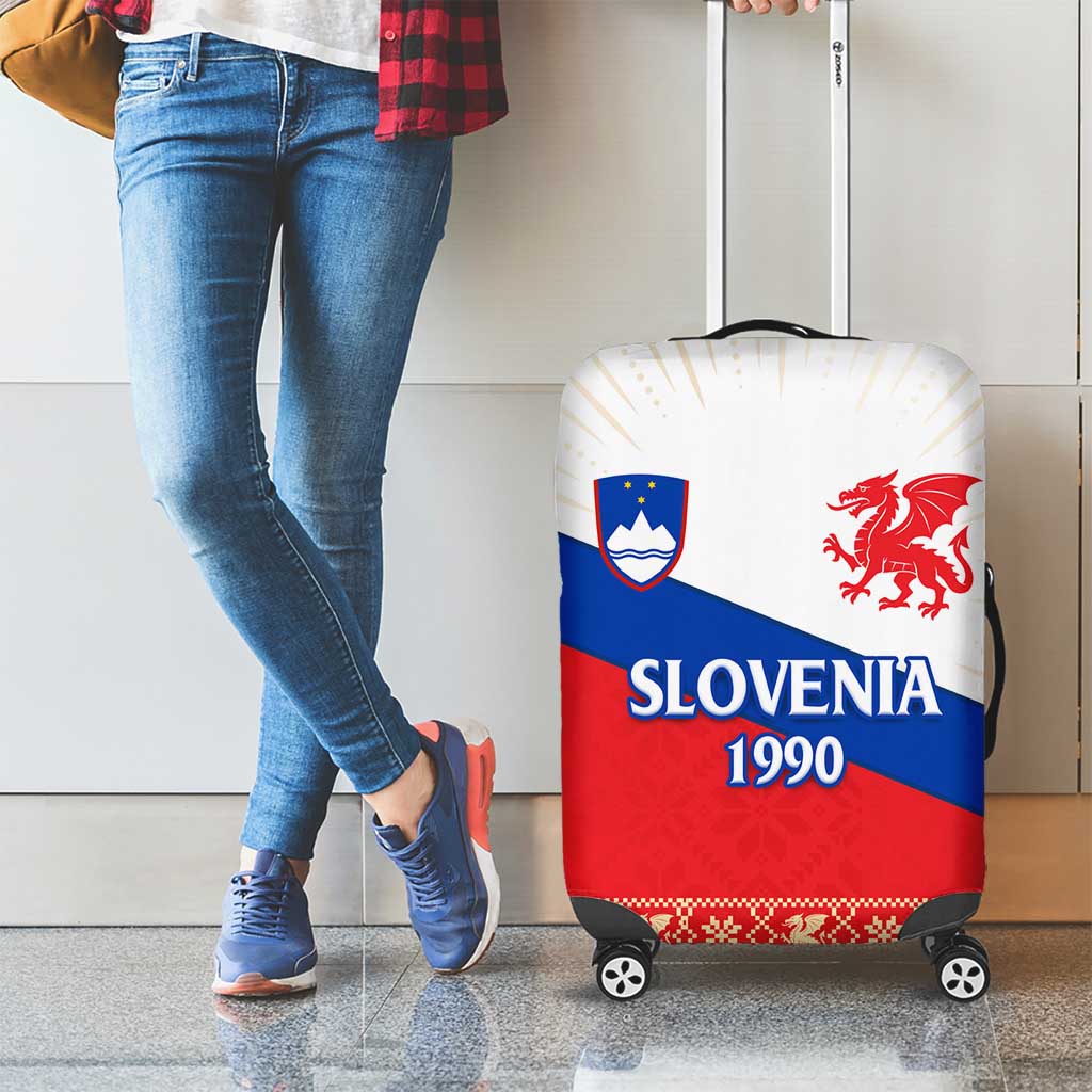 Slovenian Independence Luggage Cover 1990 Tribute with Dragon Emblem and Alpine Legacy