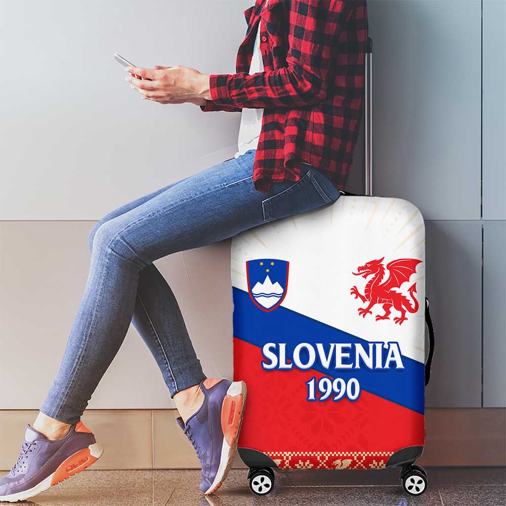 Slovenian Independence Luggage Cover 1990 Tribute with Dragon Emblem and Alpine Legacy