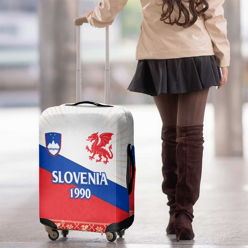 Slovenian Independence Luggage Cover 1990 Tribute with Dragon Emblem and Alpine Legacy