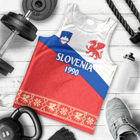 Slovenian Independence Men Tank Top 1990 Tribute with Dragon Emblem and Alpine Legacy