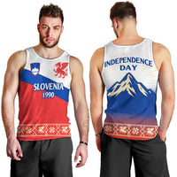 Slovenian Independence Men Tank Top 1990 Tribute with Dragon Emblem and Alpine Legacy
