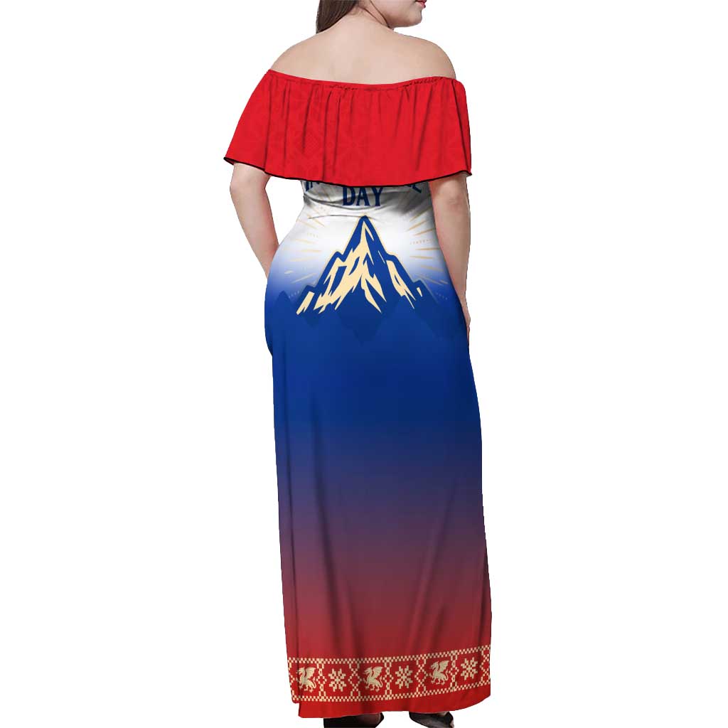 Slovenian Independence Off Shoulder Maxi Dress 1990 Tribute with Dragon Emblem and Alpine Legacy