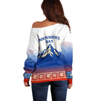 Slovenian Independence Off Shoulder Sweater 1990 Tribute with Dragon Emblem and Alpine Legacy