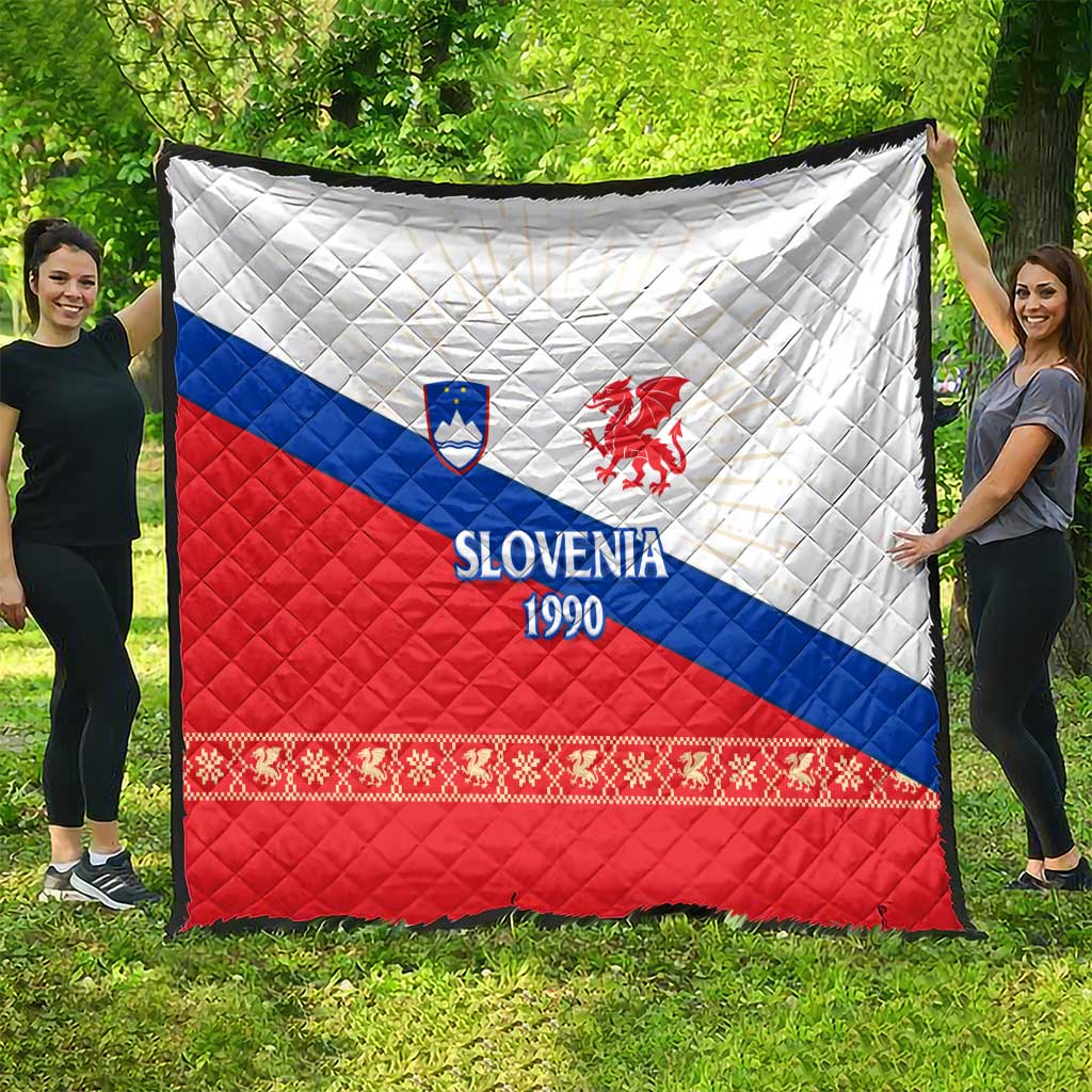 Slovenian Independence Quilt 1990 Tribute with Dragon Emblem and Alpine Legacy
