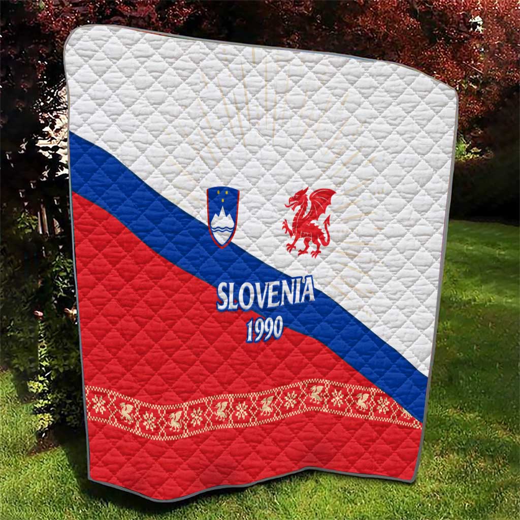Slovenian Independence Quilt 1990 Tribute with Dragon Emblem and Alpine Legacy
