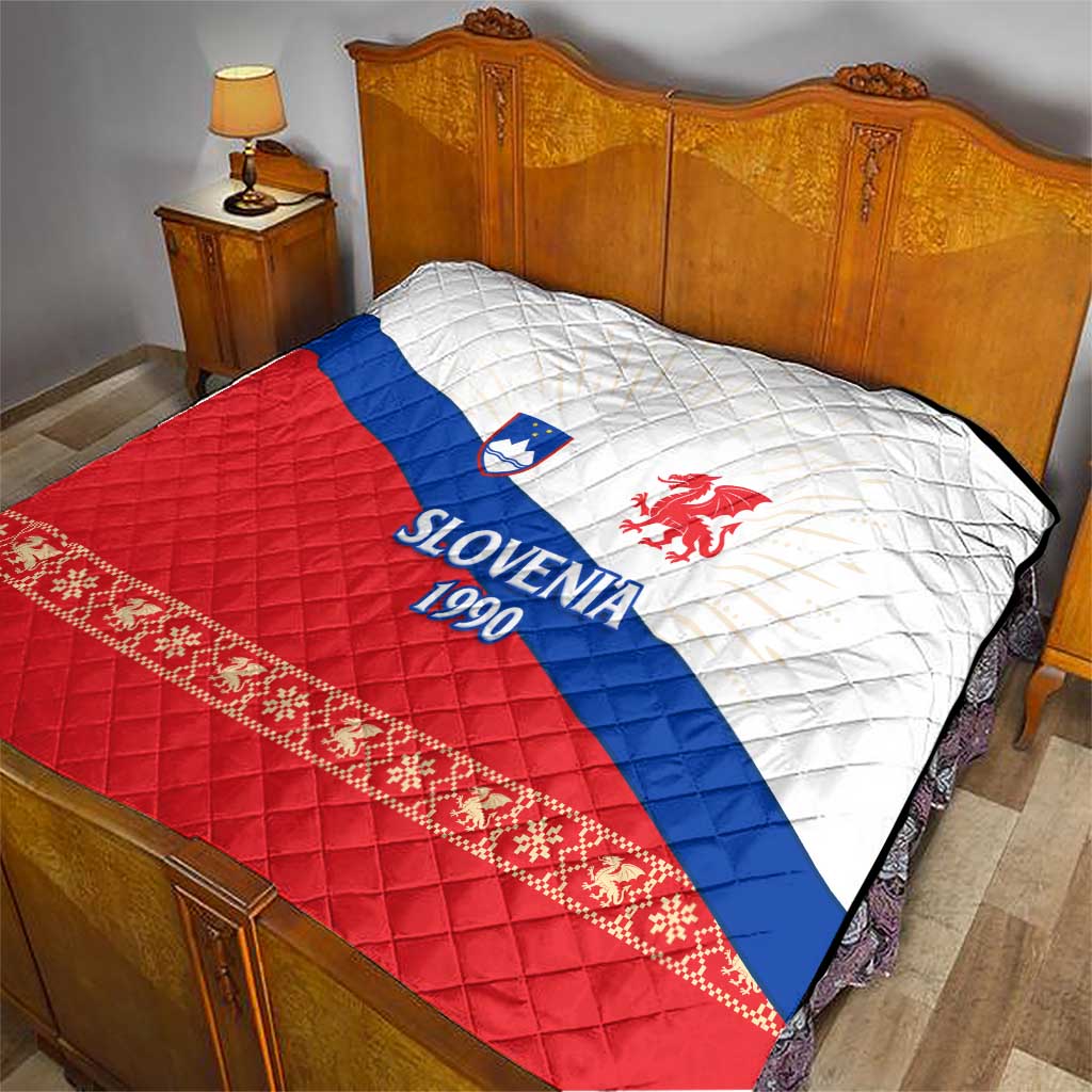 Slovenian Independence Quilt 1990 Tribute with Dragon Emblem and Alpine Legacy