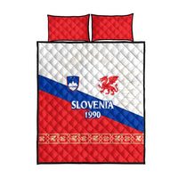 Slovenian Independence Quilt Bed Set 1990 Tribute with Dragon Emblem and Alpine Legacy