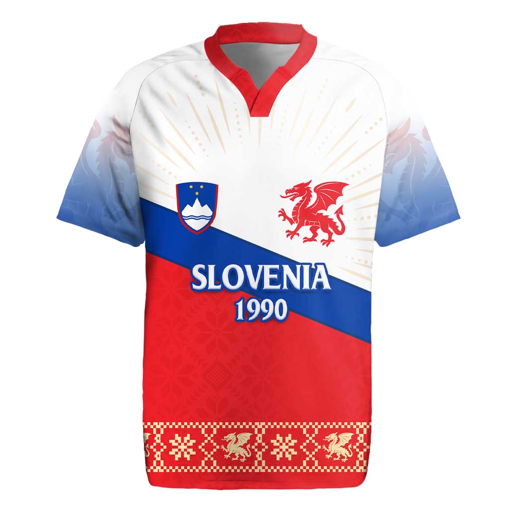 Slovenian Independence Rugby Jersey 1990 Tribute with Dragon Emblem and Alpine Legacy