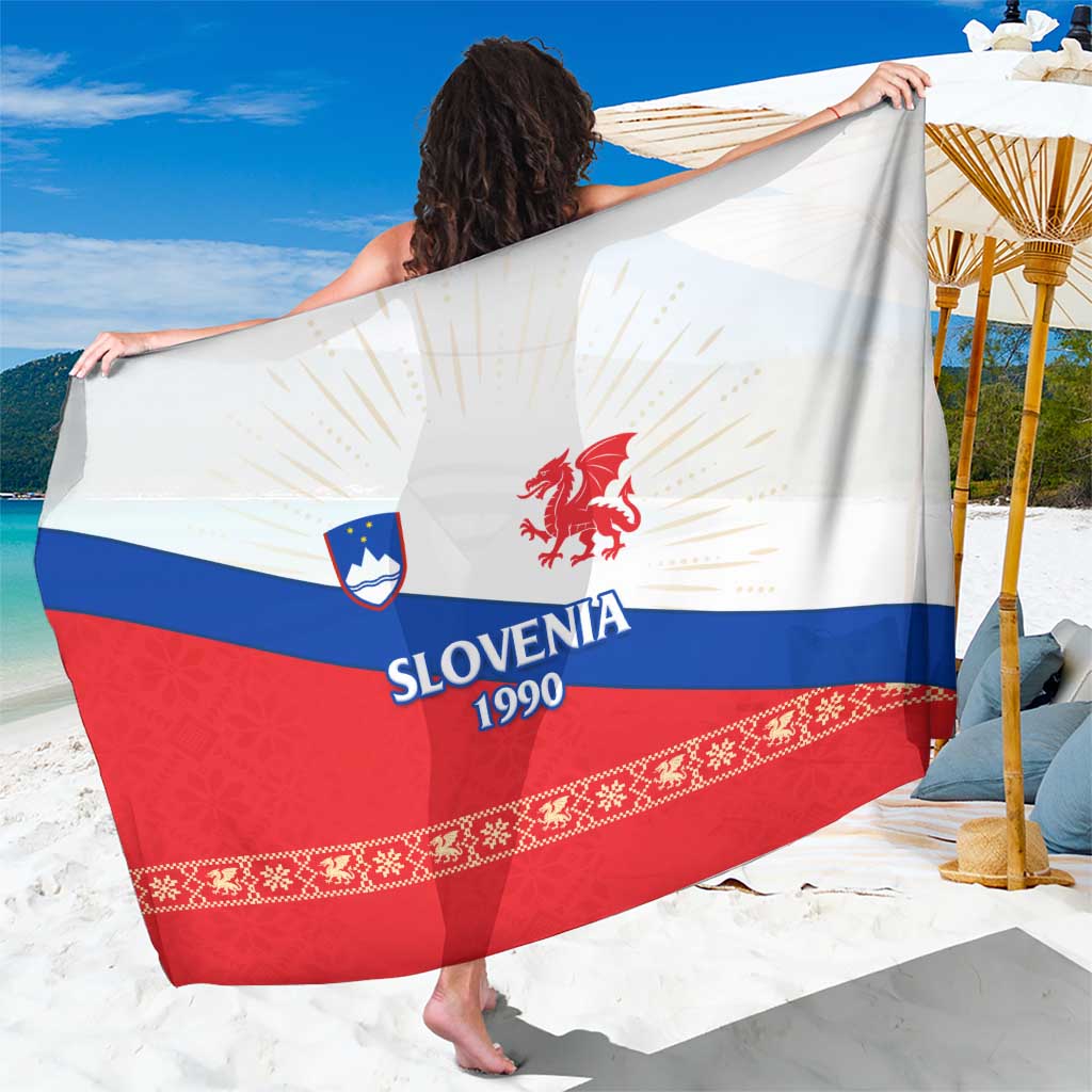 Slovenian Independence Sarong 1990 Tribute with Dragon Emblem and Alpine Legacy