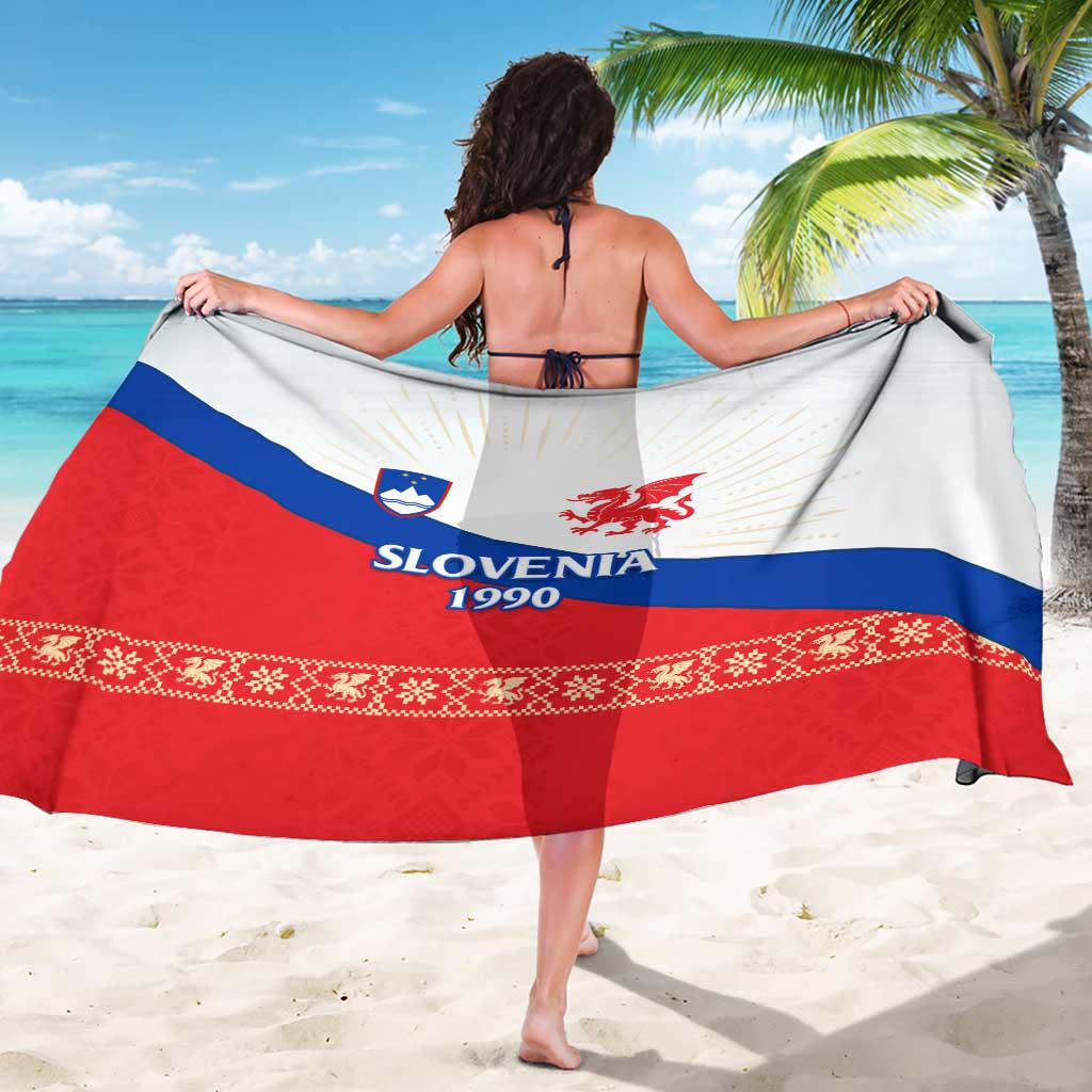Slovenian Independence Sarong 1990 Tribute with Dragon Emblem and Alpine Legacy